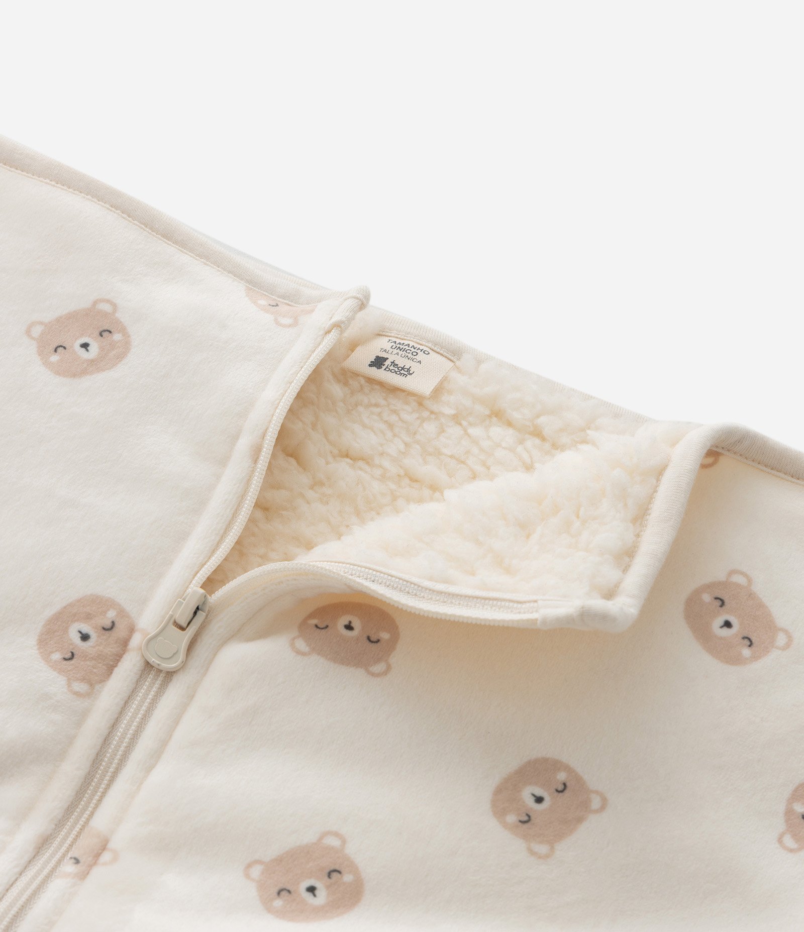 Saco de Dormir Infantil em Plush com Forro de Sherpa – Tam U Bege Claro 5