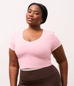 Camiseta Cropped Esportiva com Viés Contrastantes