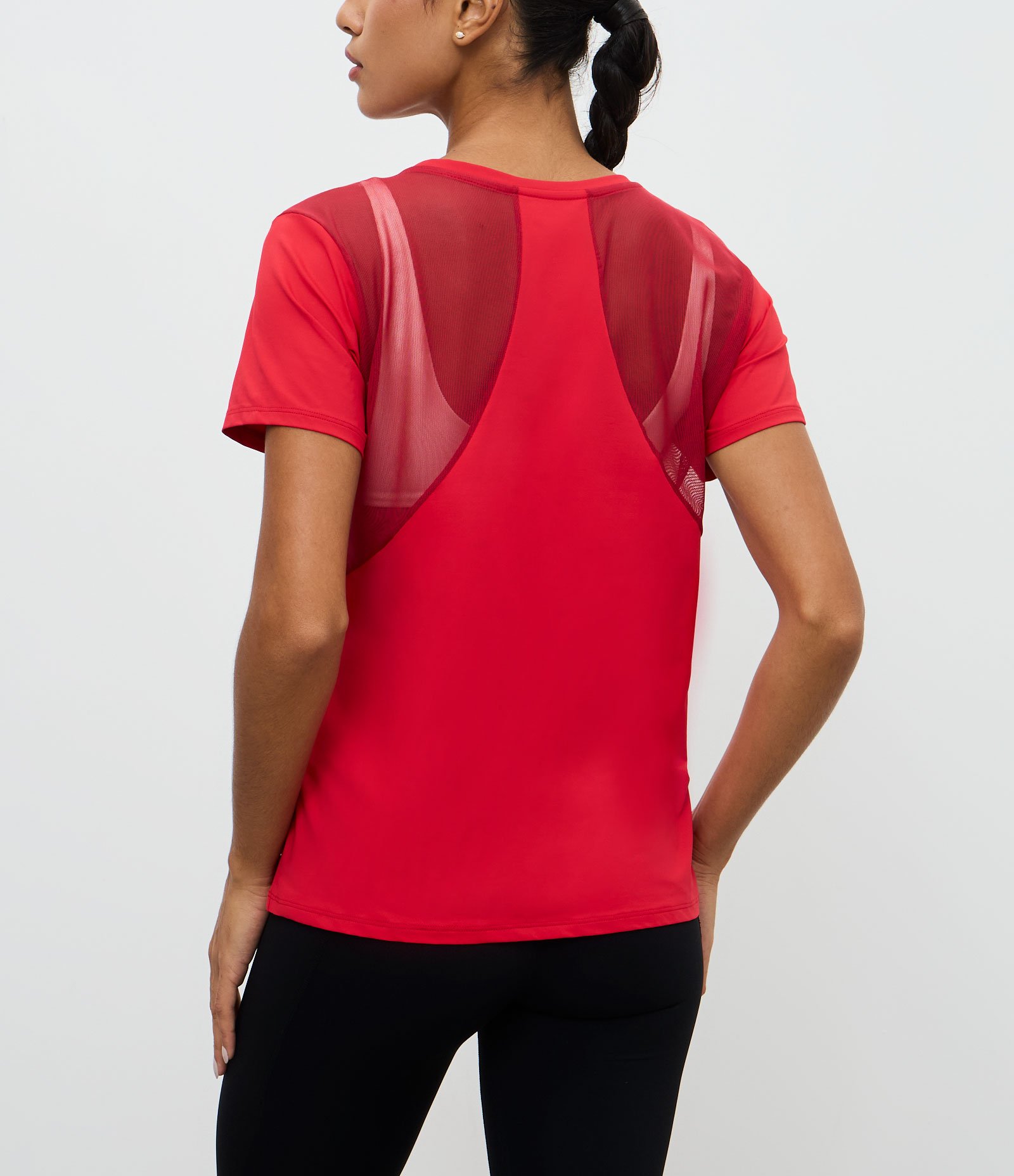 Camiseta Esportiva em Microfibra com Recorte em Tule Laranja 3
