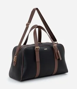 Bolsa Mala Bicolor em PU com Metais Dourados