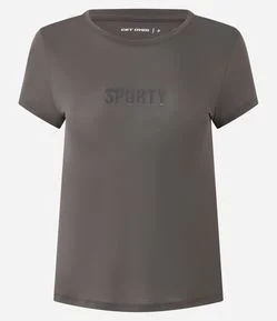 Camiseta Esportiva em Crepe com Lettering “Sporty”