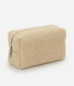 Necessaire Retangular Média com Textura de Pelos