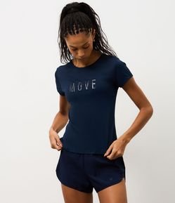 Camiseta Esportiva com Lettering Aplicado Move
