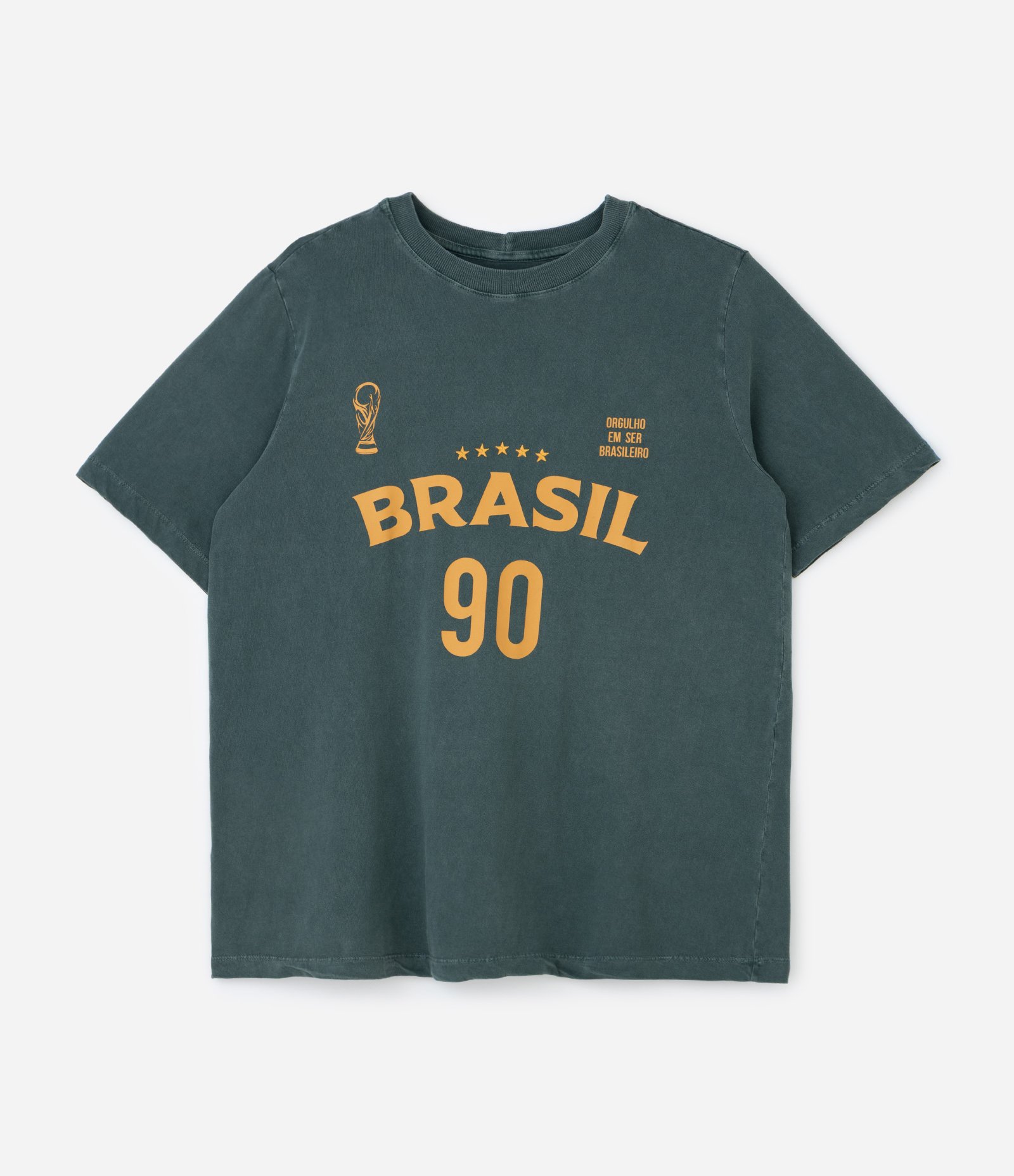 Camiseta Esportiva em Algodão e Lettering Brasil 90 Curve & Plus Size Verde