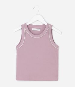 Camiseta Regata Infantil em Ribana com Cava Americana e Aplicação de Brilhos - Tam 5 a 14 Anos