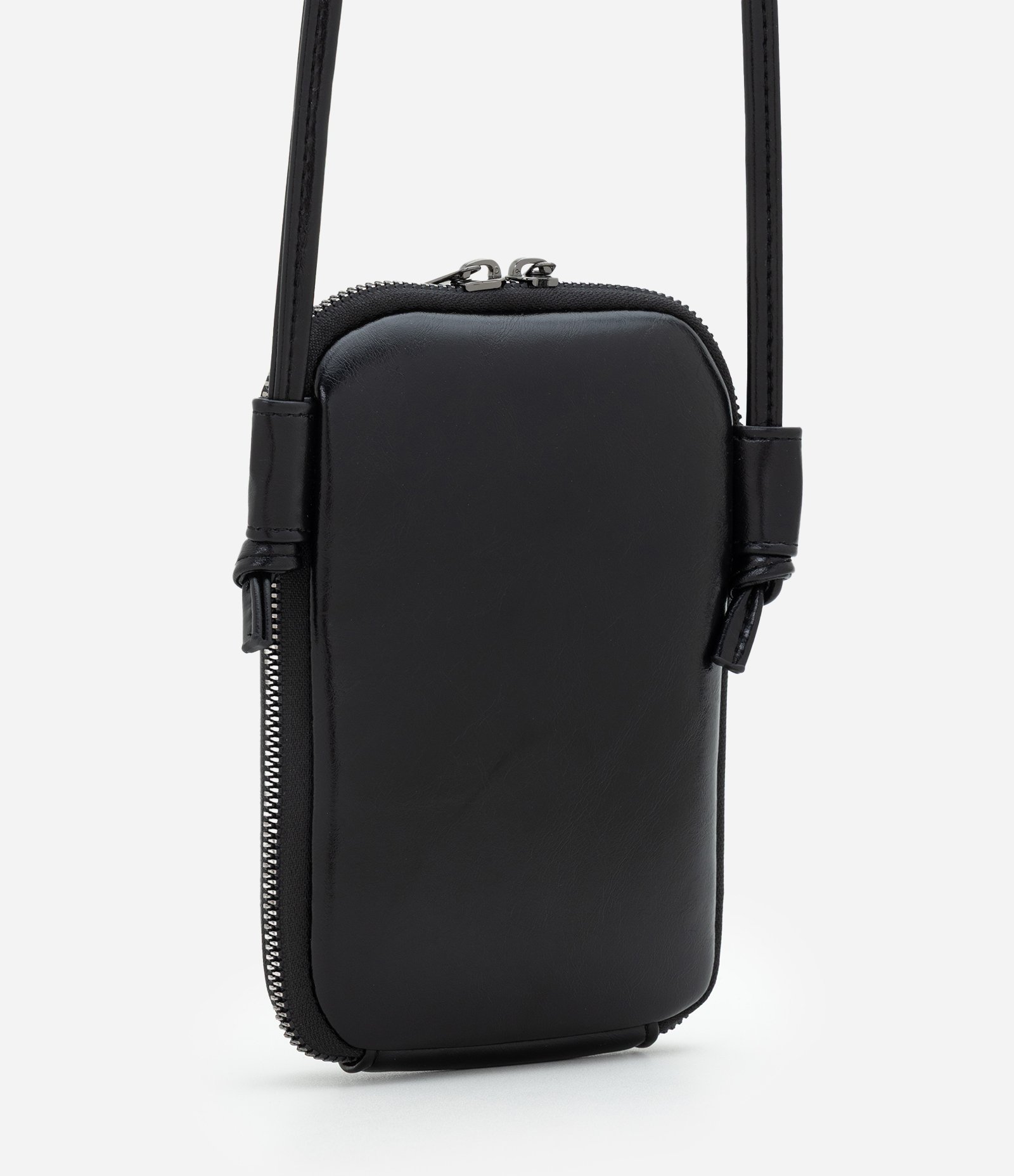 Bolsa Porta Celular Pequena com Alça e Bolso Frontal Preto 3