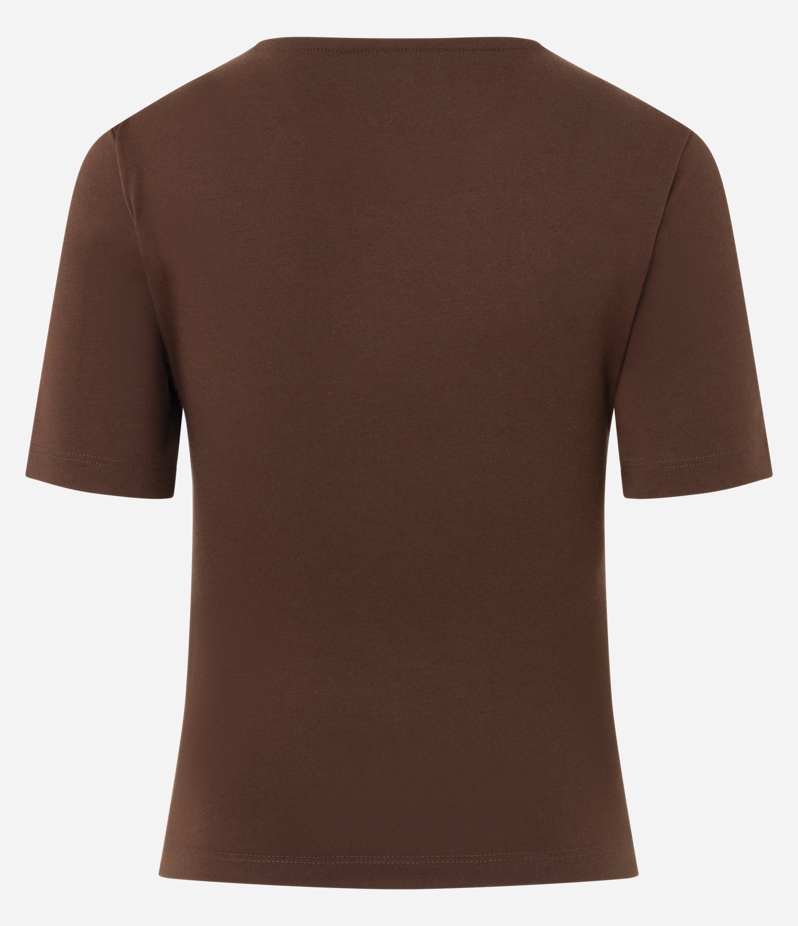 Blusa Manga Curta em Tricô Ponto Roma com Pregas Laterais Marrom 6
