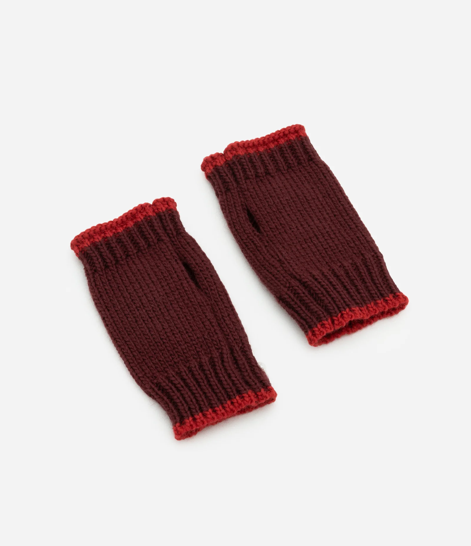 Luva Mittens em Tricô com Bordado de Morangos Bordô 2