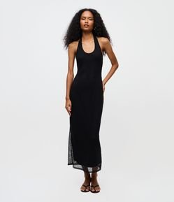 Vestido Midi Frente Única em Renda