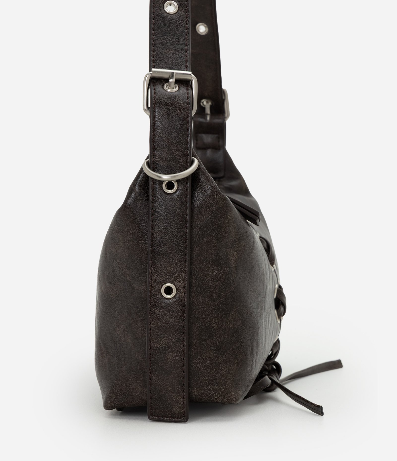 Bolsa Baguete Média com Detalhe de Amarração Marrom 2