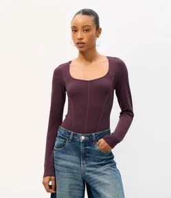 Body em Poliamida Seamless e Decote Quadrado