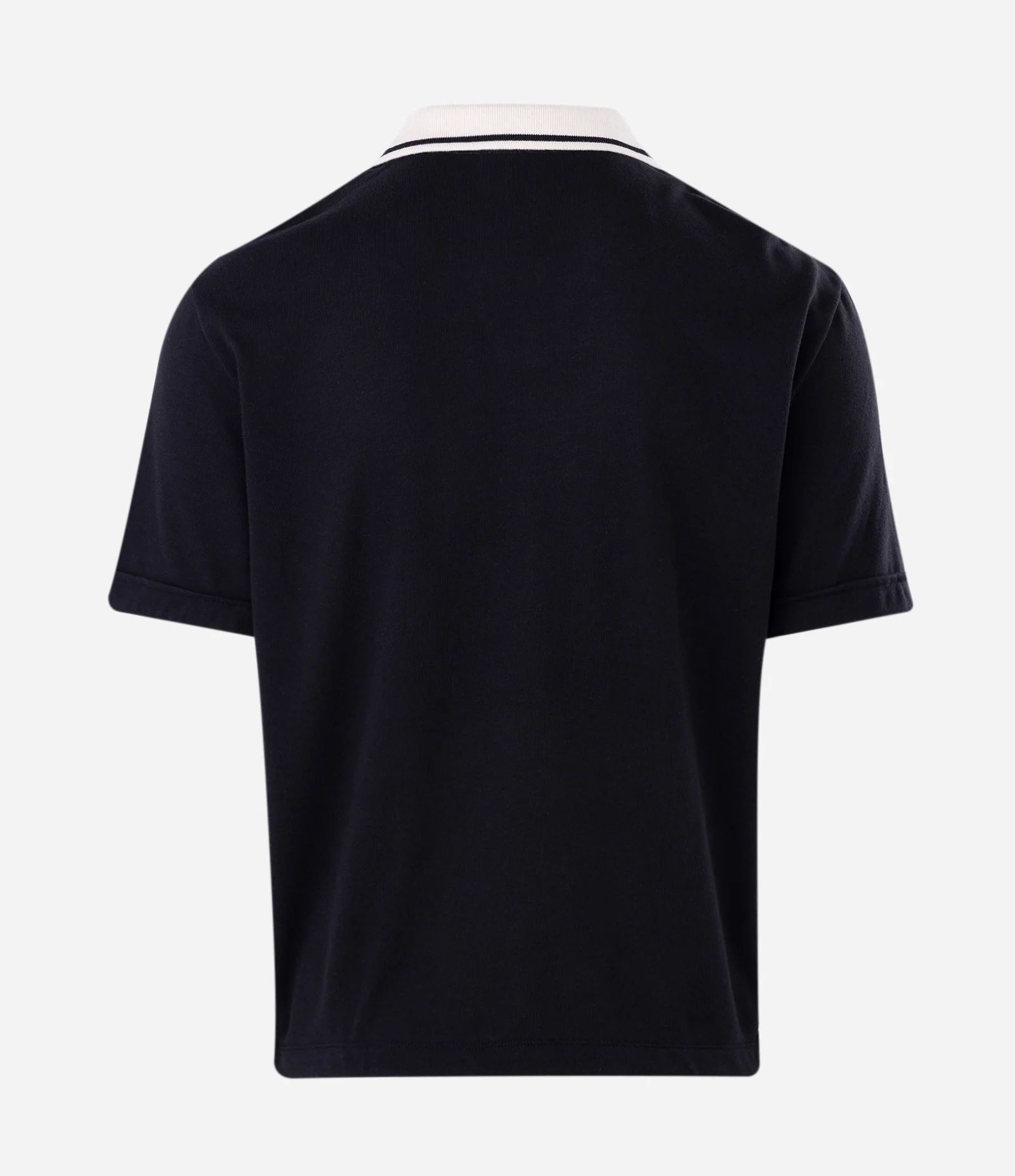 Camiseta Boxy em Crepe com Gola Polo Contrastante Preto 5