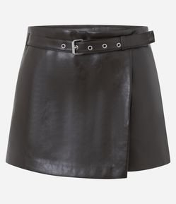 Short Saia em PU com Cinto