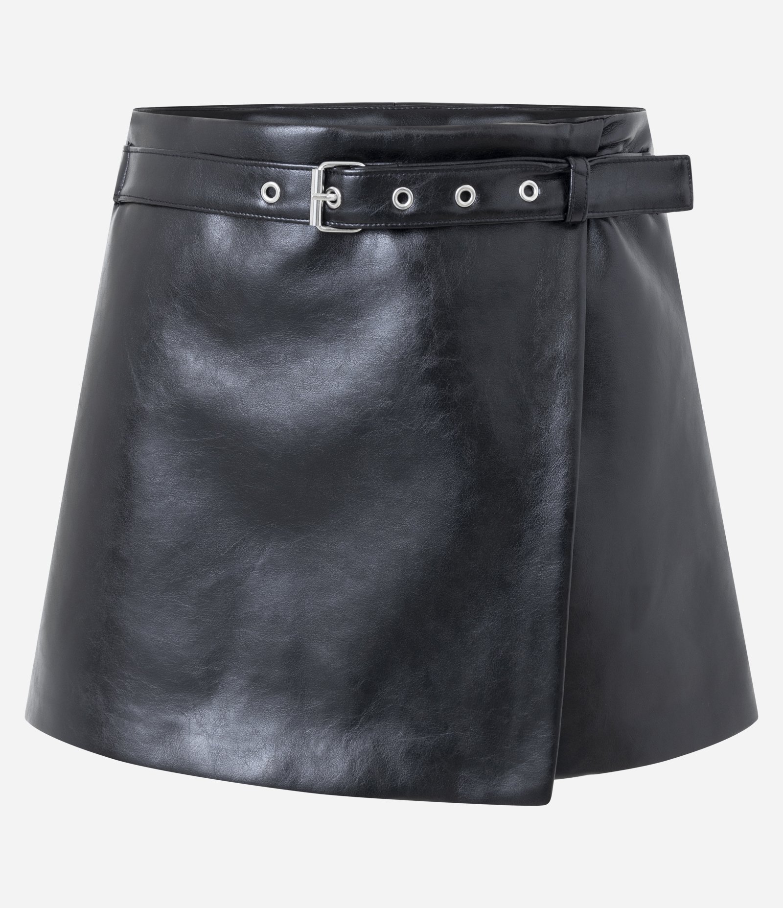 Short Saia em PU com Cinto Preto 1