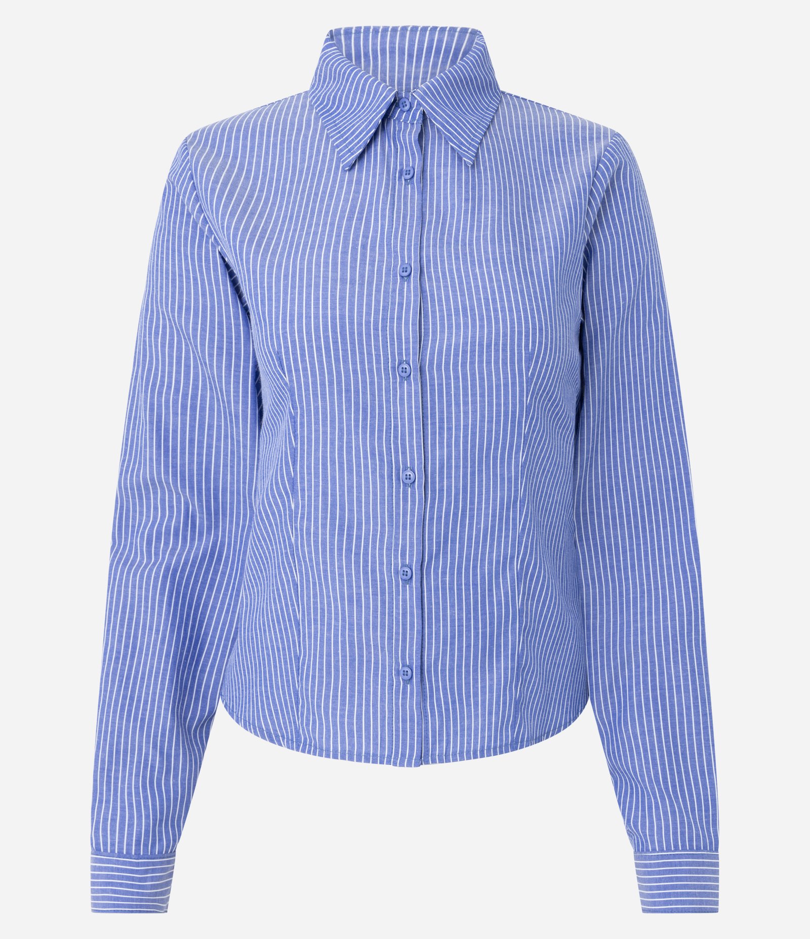 Camisa Ajustada em Tricoline com Amarração nas Costas Azul 5