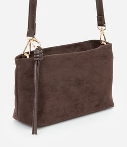 Bolsa Transversal Média em Suede com Alça Regulável
