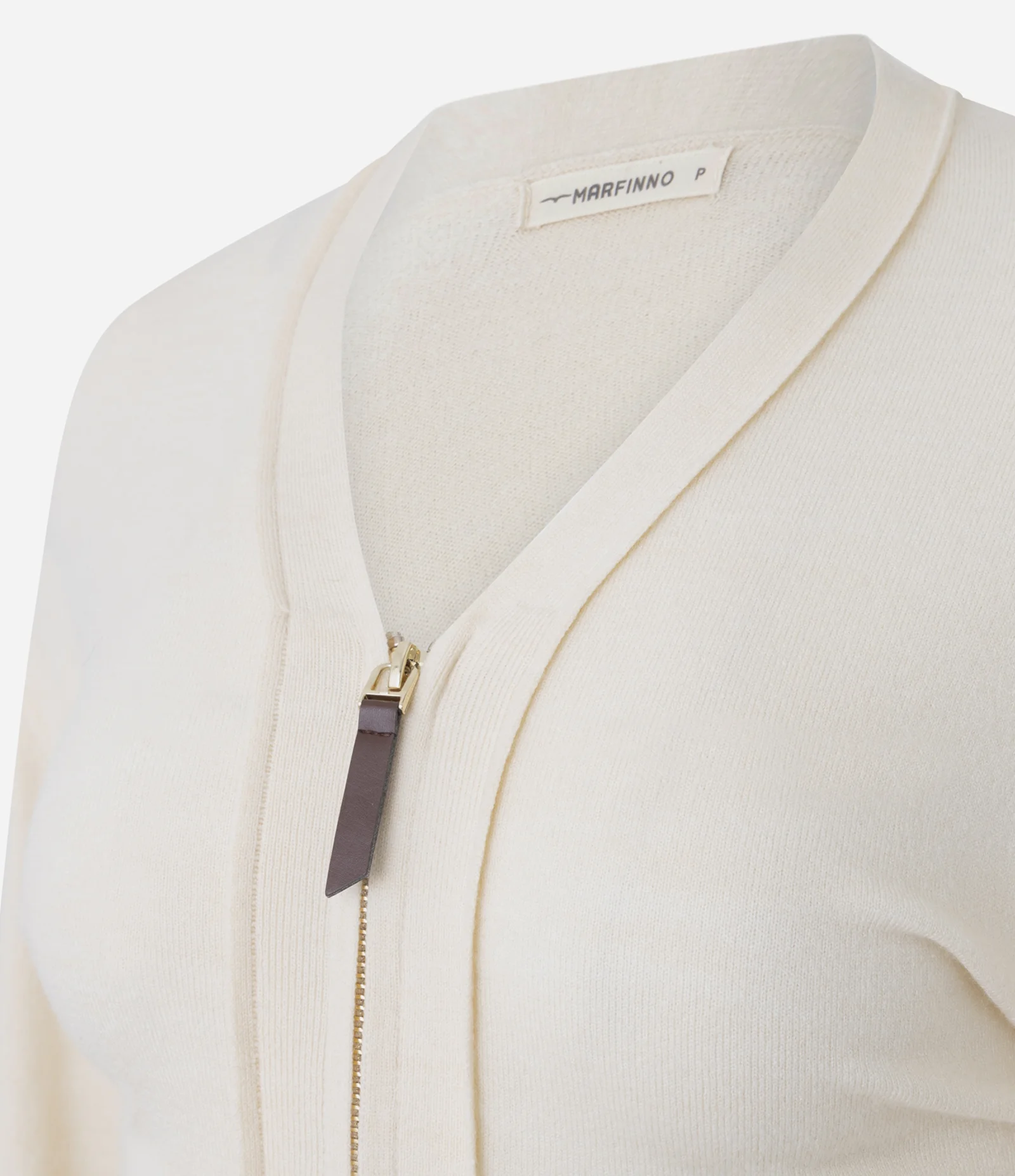 Cardigan Curto em Tricô com Puxador Alongado Bege 6