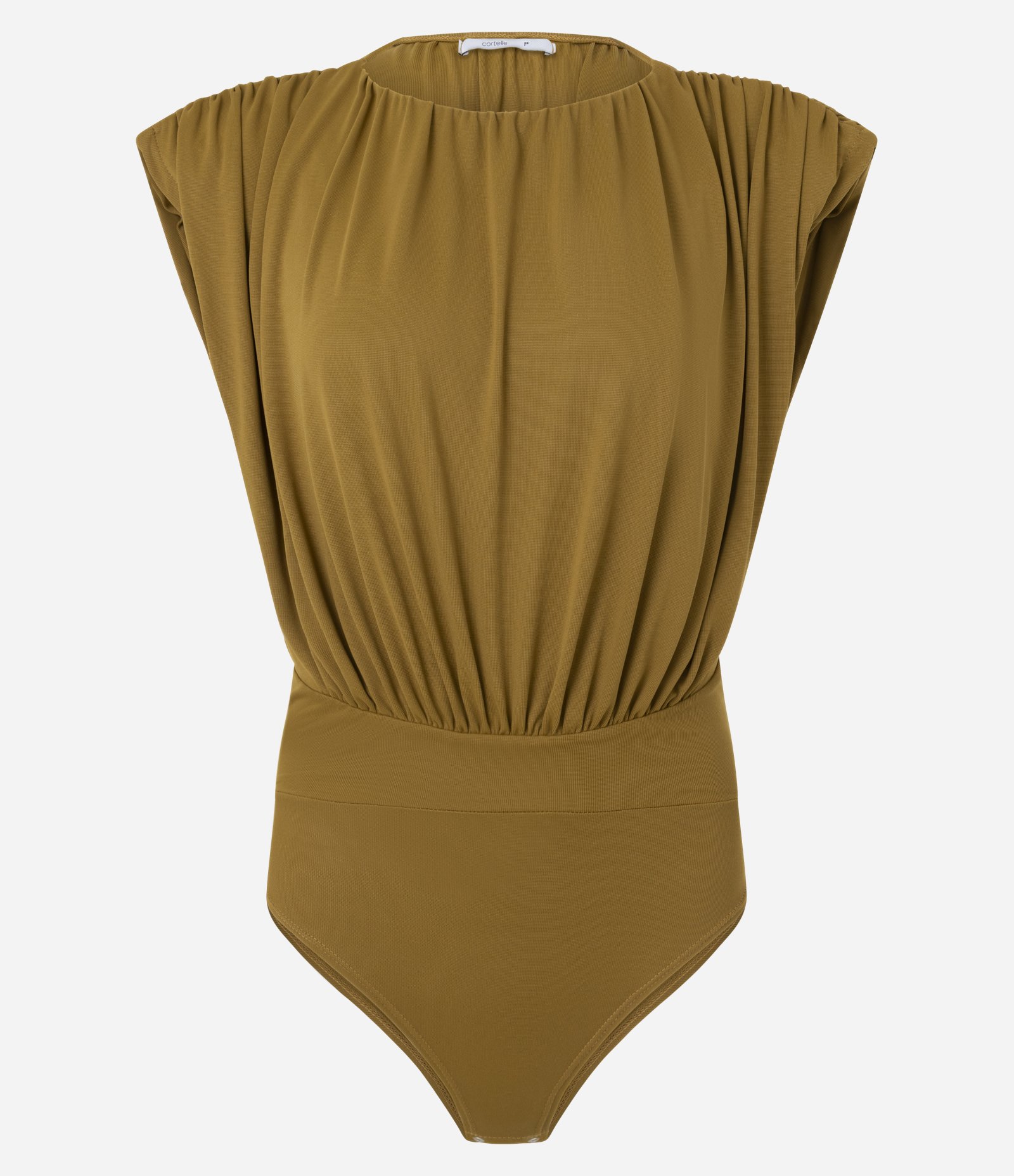 Body em Ribana com Detalhe Drapeado e Ombreiras Verde 2