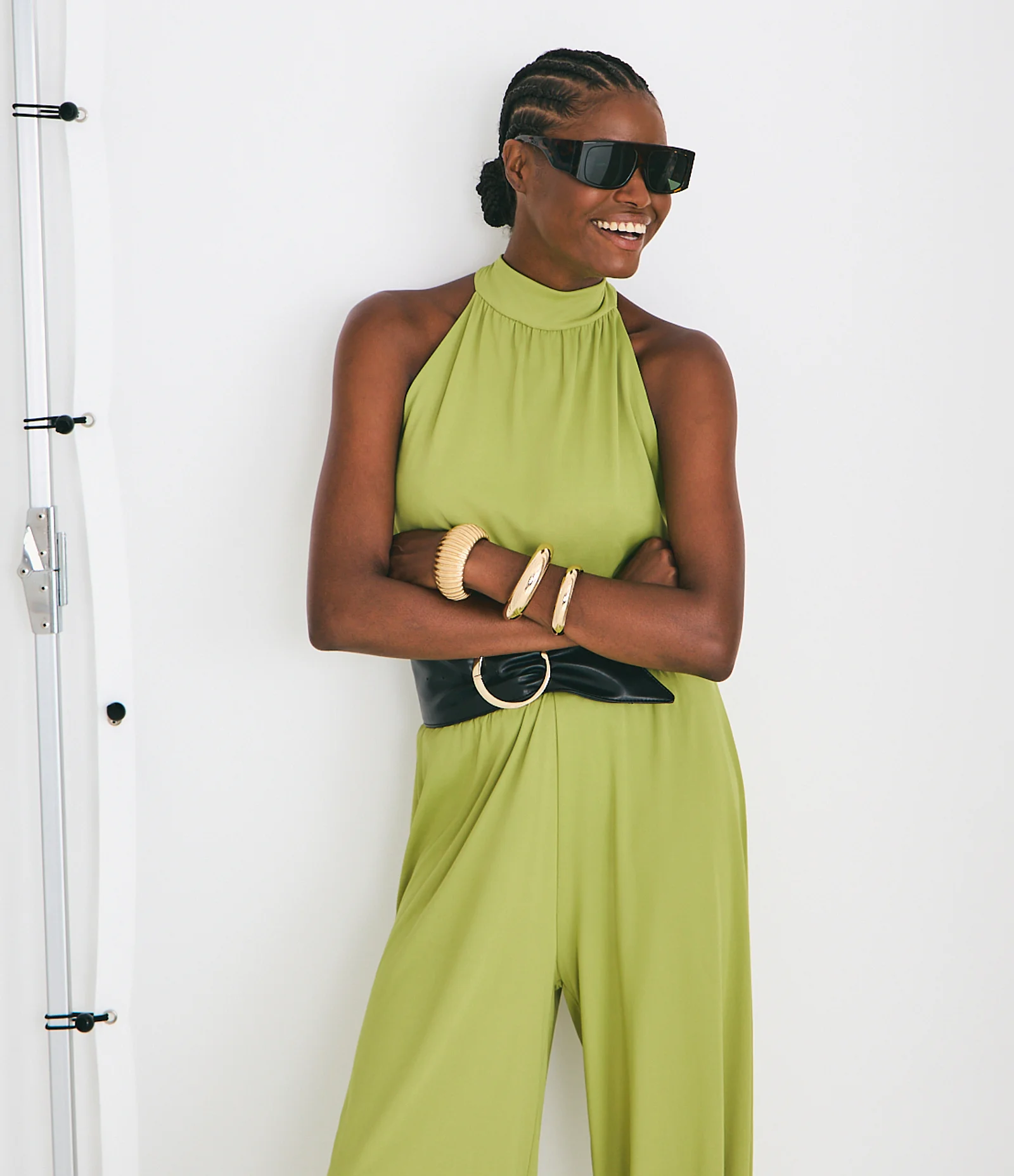 Blusa Halter em Ribana com Gola Amarrada Verde 1