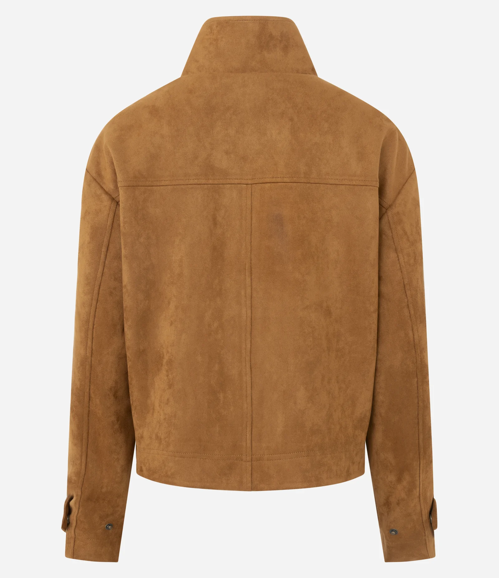 Jaqueta Oversized em Suede com Gola Alta Marrom 4