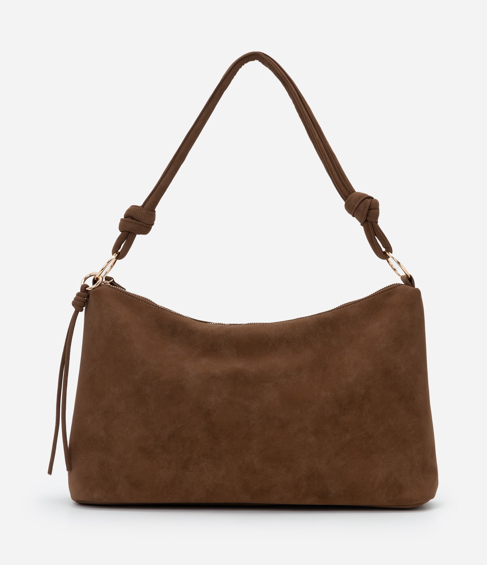 Bolsa Shoulder Grande em Suede com Nó nas Alças Marrom 4