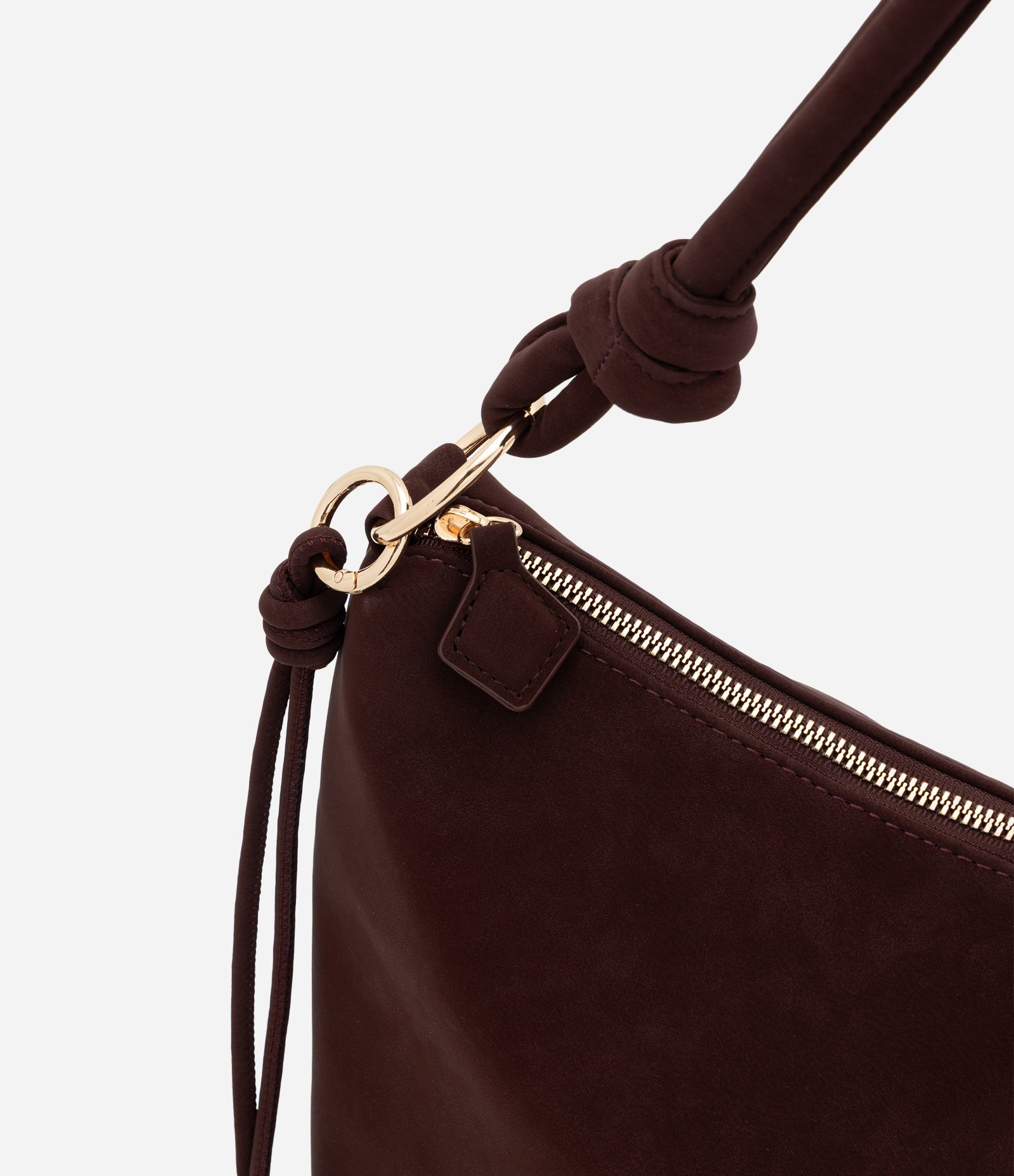 Bolsa Shoulder Grande em Suede com Nó nas Alças Marrom Escuro 5