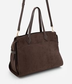 Bolsa Satchel Grande em Suede com Alça Removível