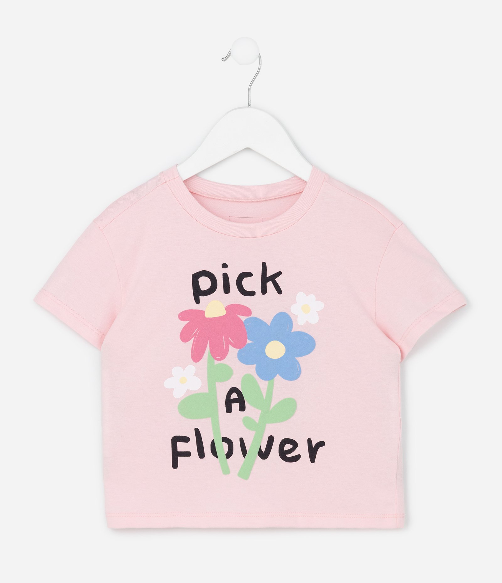 Camiseta Relaxed em Algodão Estampa Flor - Tam 1 a 6 anos Rosa 1