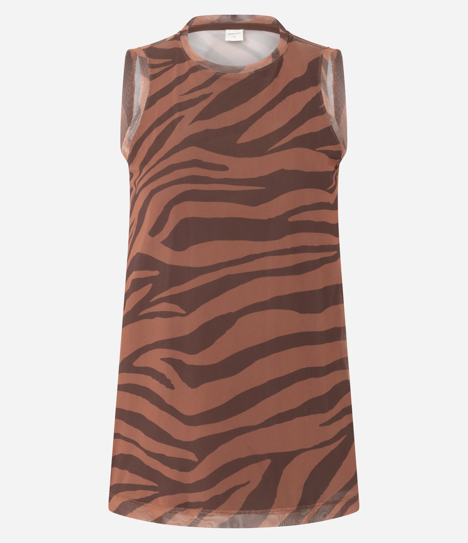 Blusa sem Manga em Tule com Estampa Orgânica Marrom 5