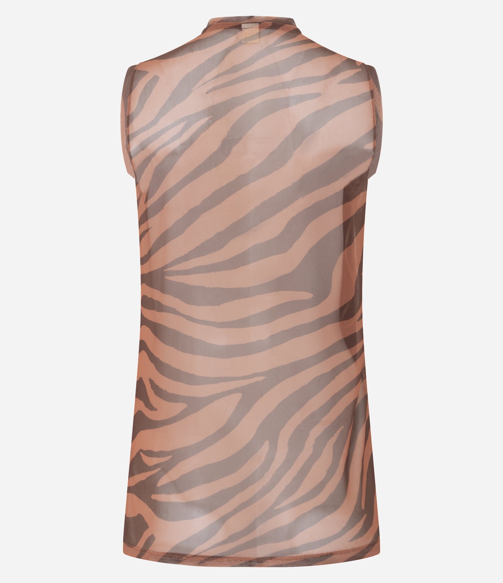 Blusa sem Manga em Tule com Estampa Orgânica Marrom 7