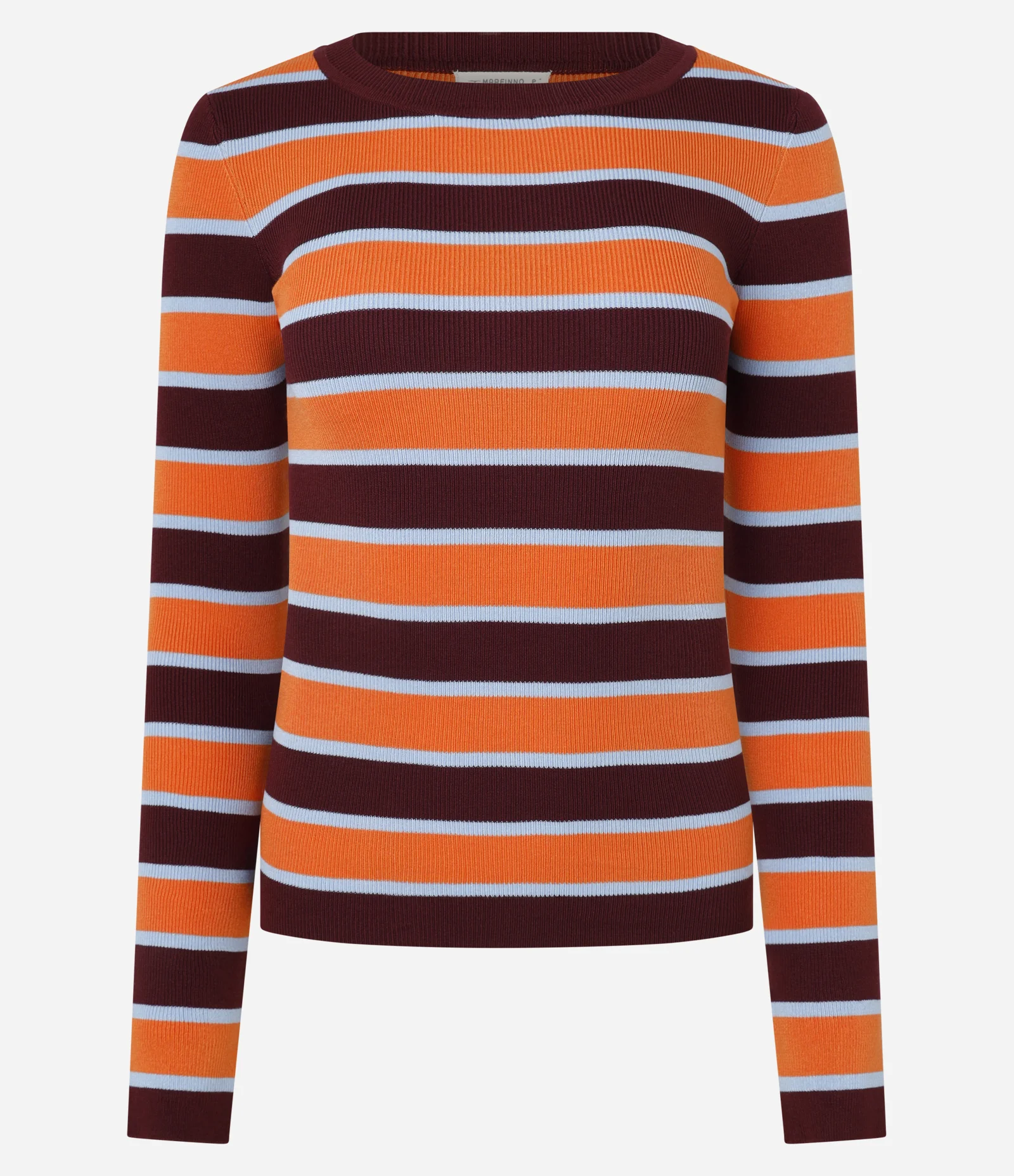 Blusa Regular em Tricô Listrado Laranja 6