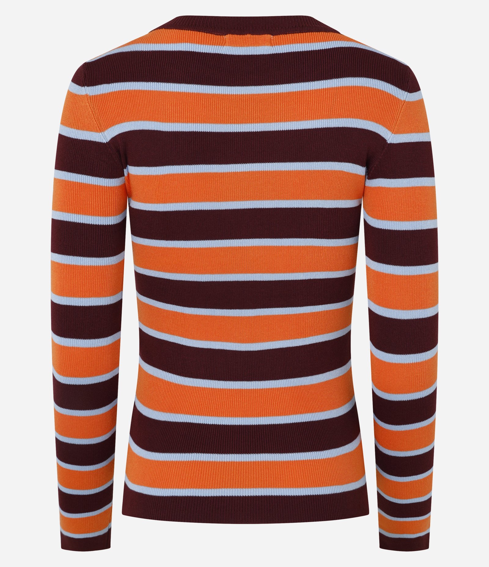 Blusa Regular em Tricô Listrado Laranja 8