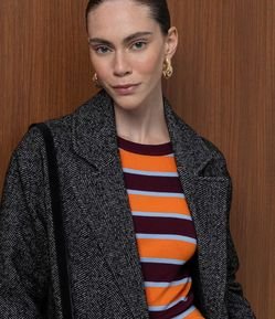Blusa Regular em Tricô Listrado