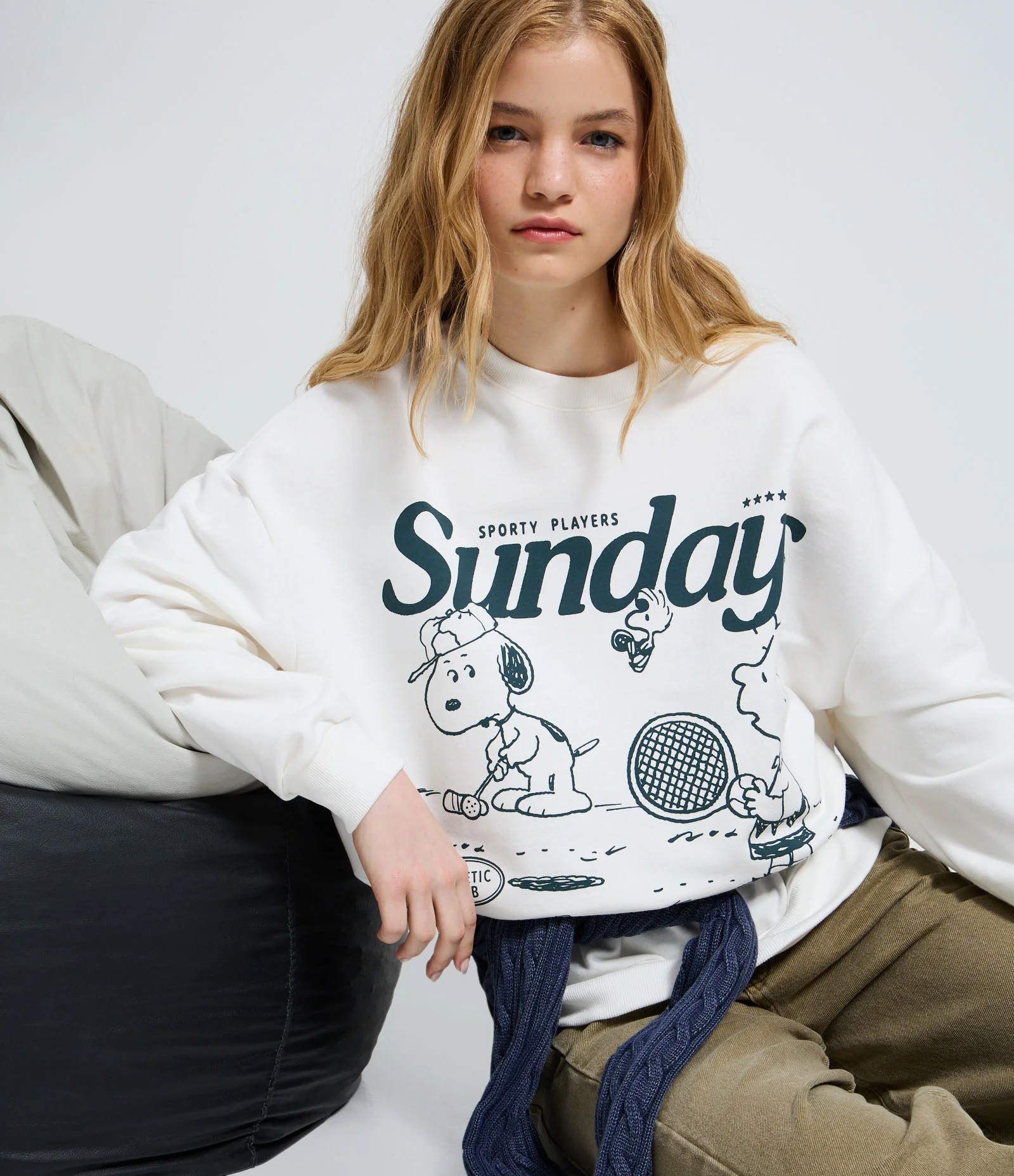 Moletom Fechado com Estampa Snoopy Sunday Branco 1