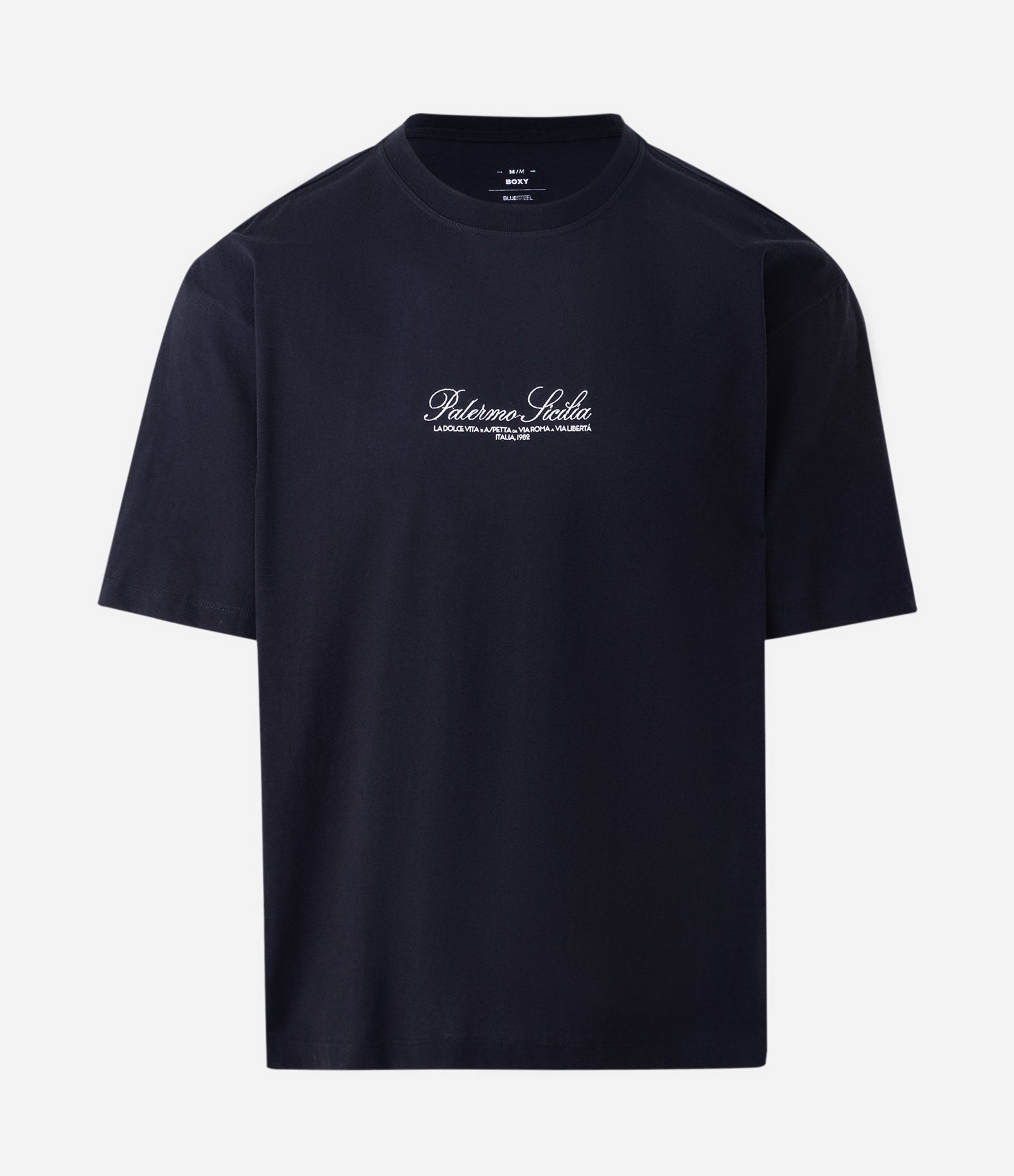 Camiseta Boxy em Algodão com Lettering Bordado Preto 4