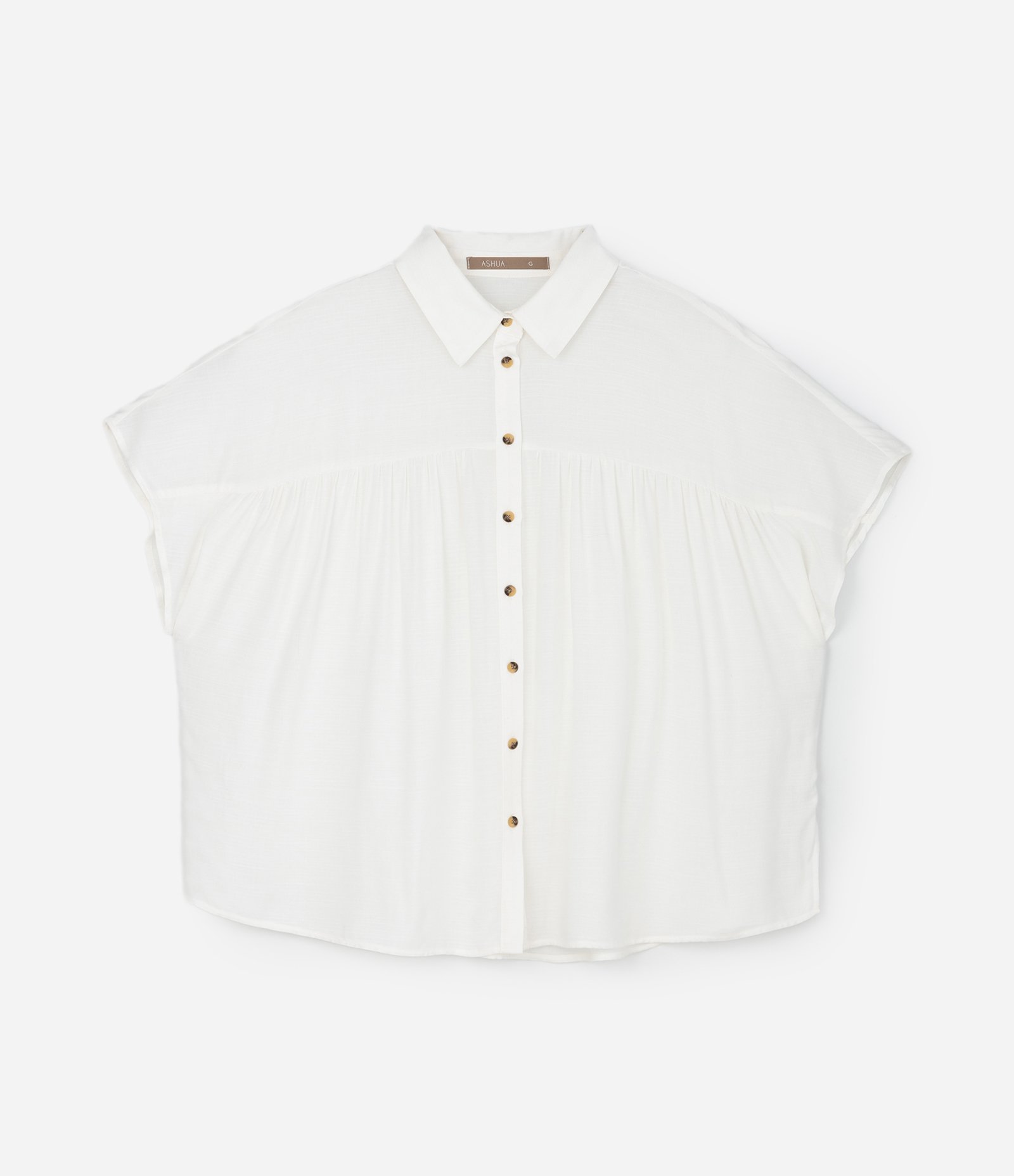 Camisa em Flamê com Pregas e Botões Tartaruga Curve & Plus Size Branco 4