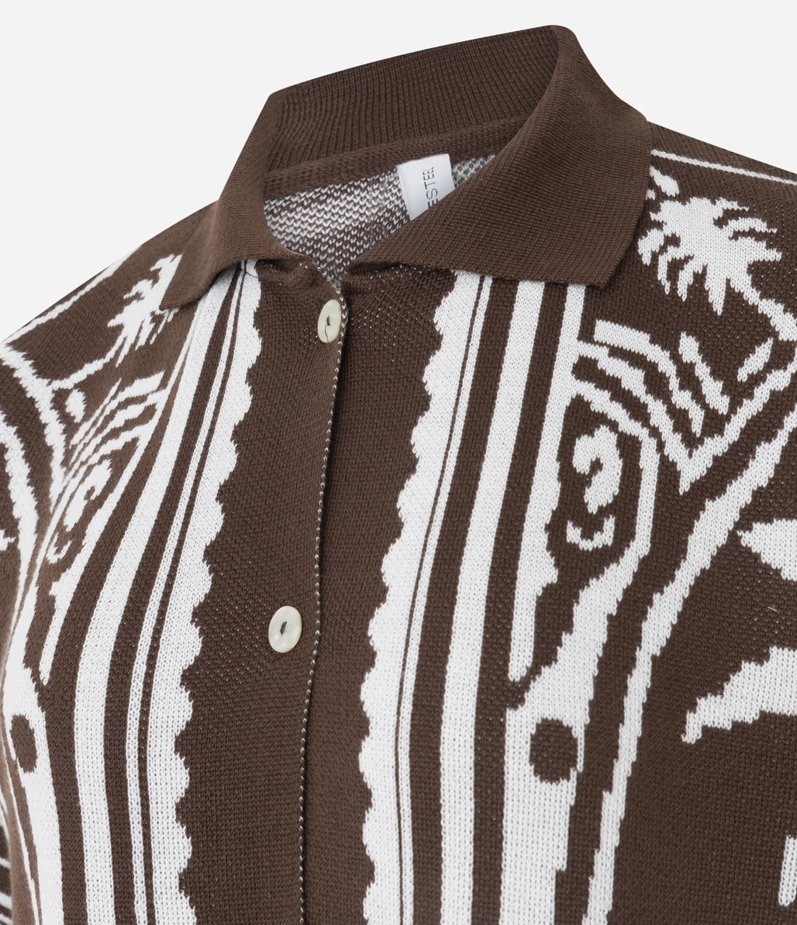 Camisa Oversized em Tricô com Estampa de Coqueiros Marrom 2