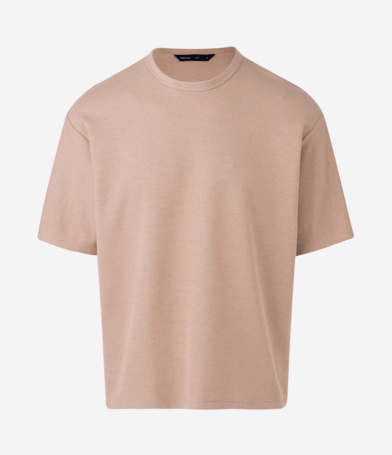 Camiseta Boxy Manga Curta com Textura Bege 1