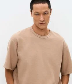 Camiseta Boxy Manga Curta com Textura