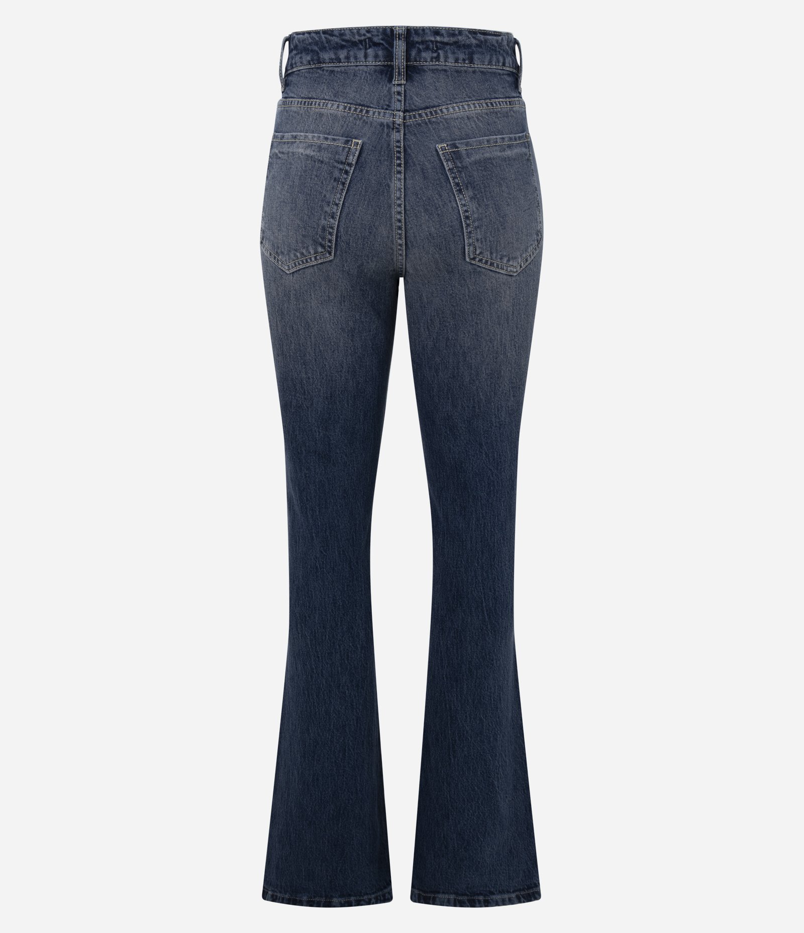 Calça Flare em Jeans com Cintura Média Five Pockets Azul Escuro 6