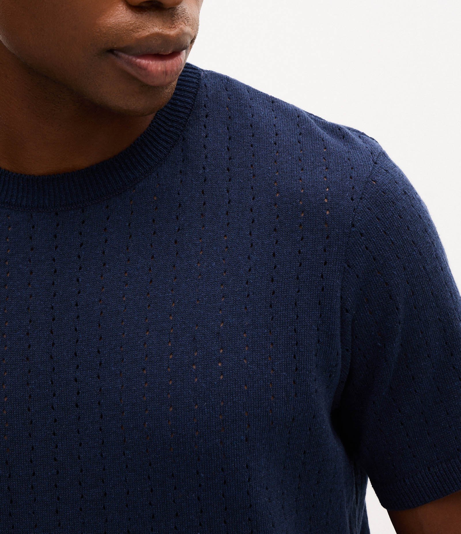 Camiseta Regular Manga Curta Texturizada Azul 3