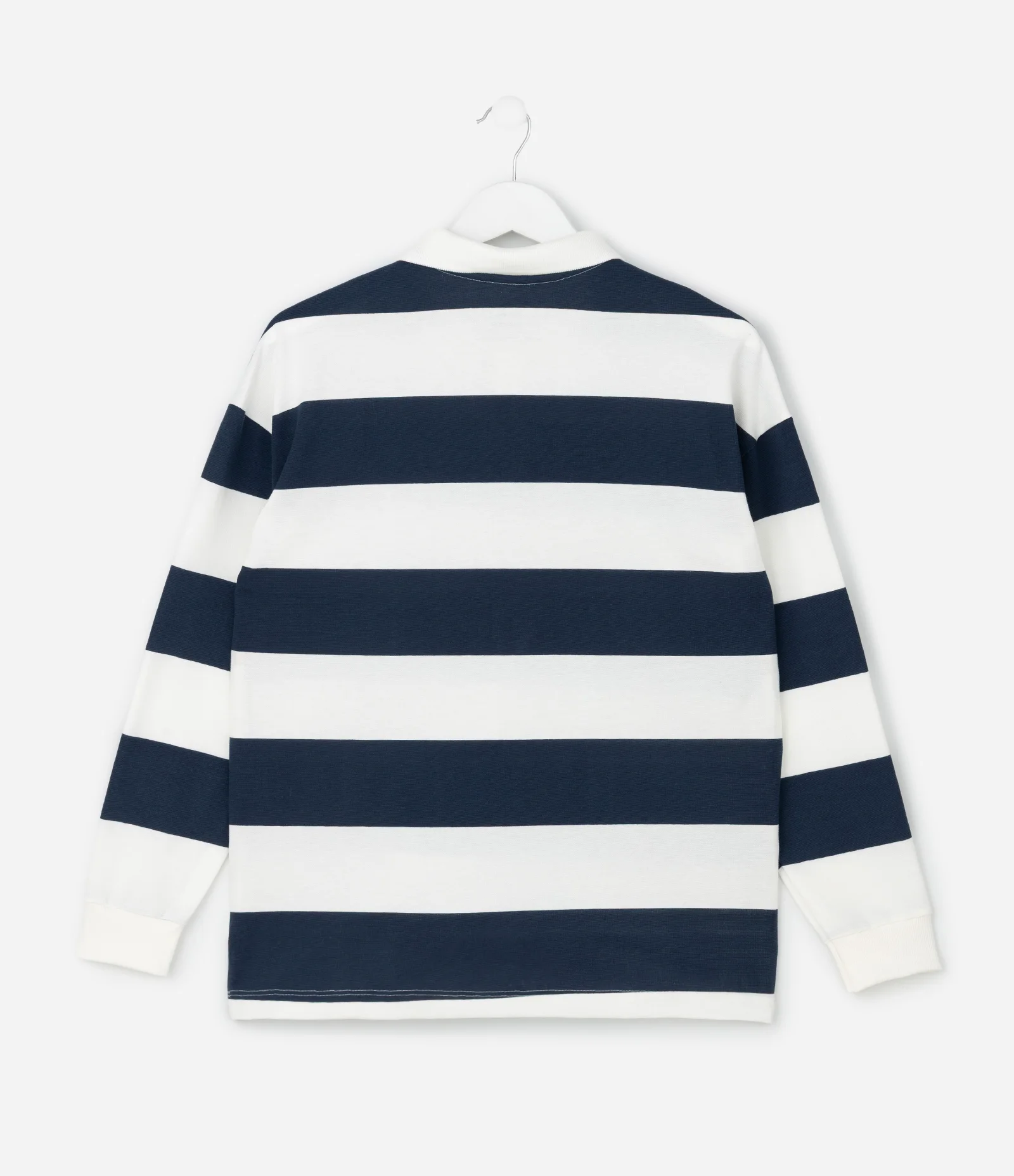 Camiseta Polo Infantil com Bordado Frontal – Tam 5 a 14 Anos Branco/Azul Marinho 2