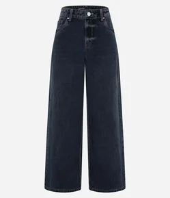 Calça Wide Leg em Jeans com Cintura Baixa