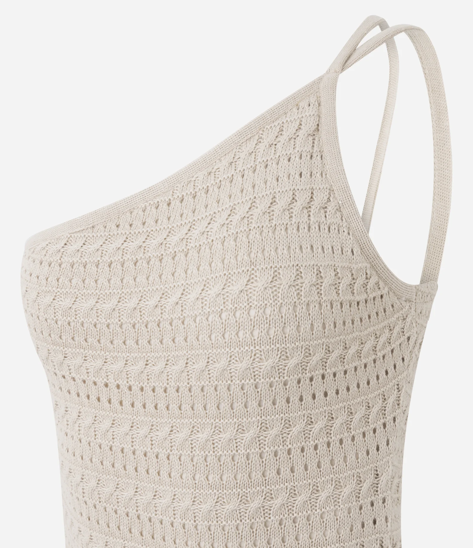 Vestido Midi Ombro Único em Tricô Off White 2