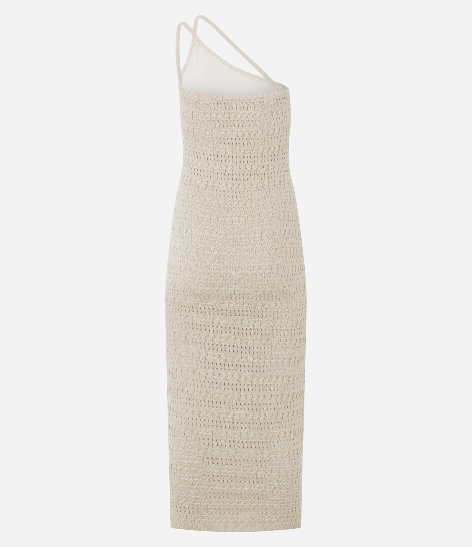 Vestido Midi Ombro Único em Tricô Off White 3