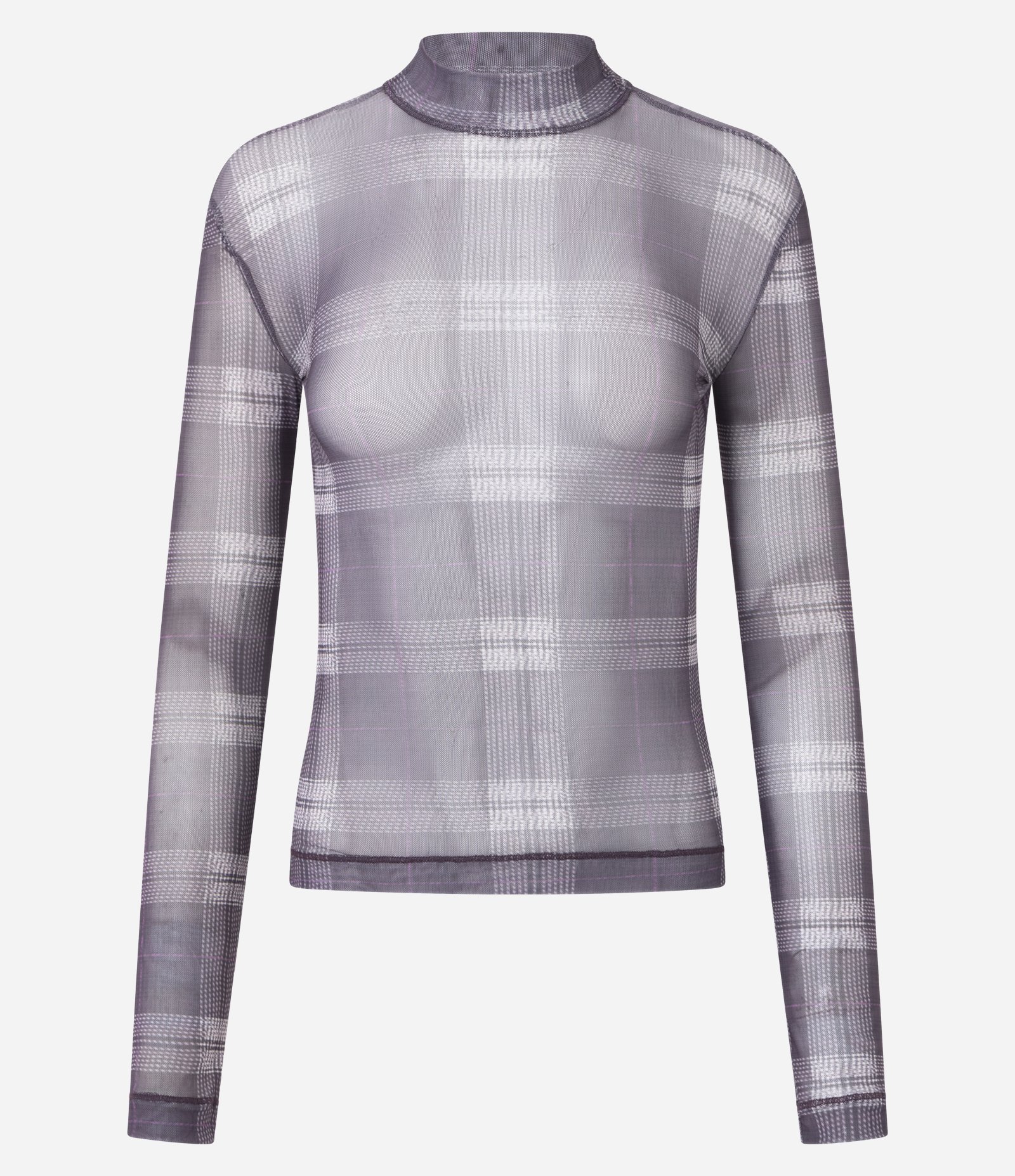 Blusa em Tule com Estampa Xadrez Cinza 5