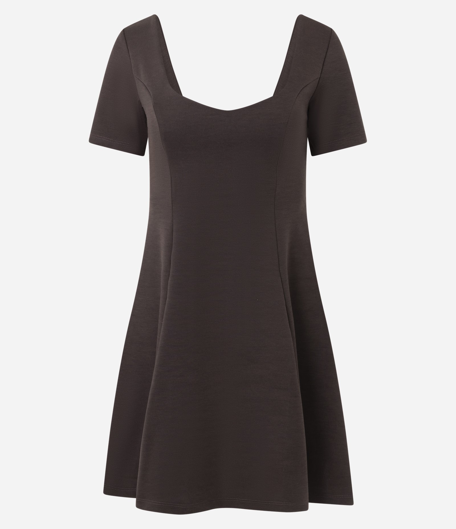 Vestido Evasê em Ponto Roma com Decote V Marrom 5