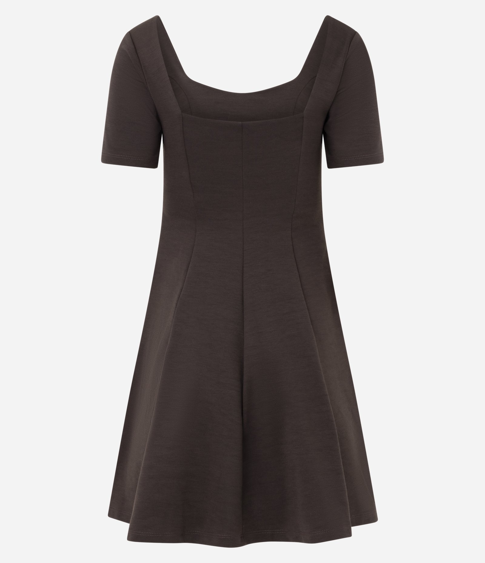 Vestido Evasê em Ponto Roma com Decote V Marrom 6