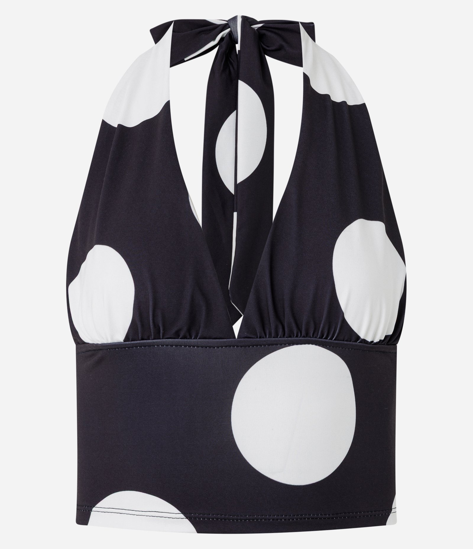 Blusa Frente Única em Malha Gelada com Poá Graúdo Preto 7