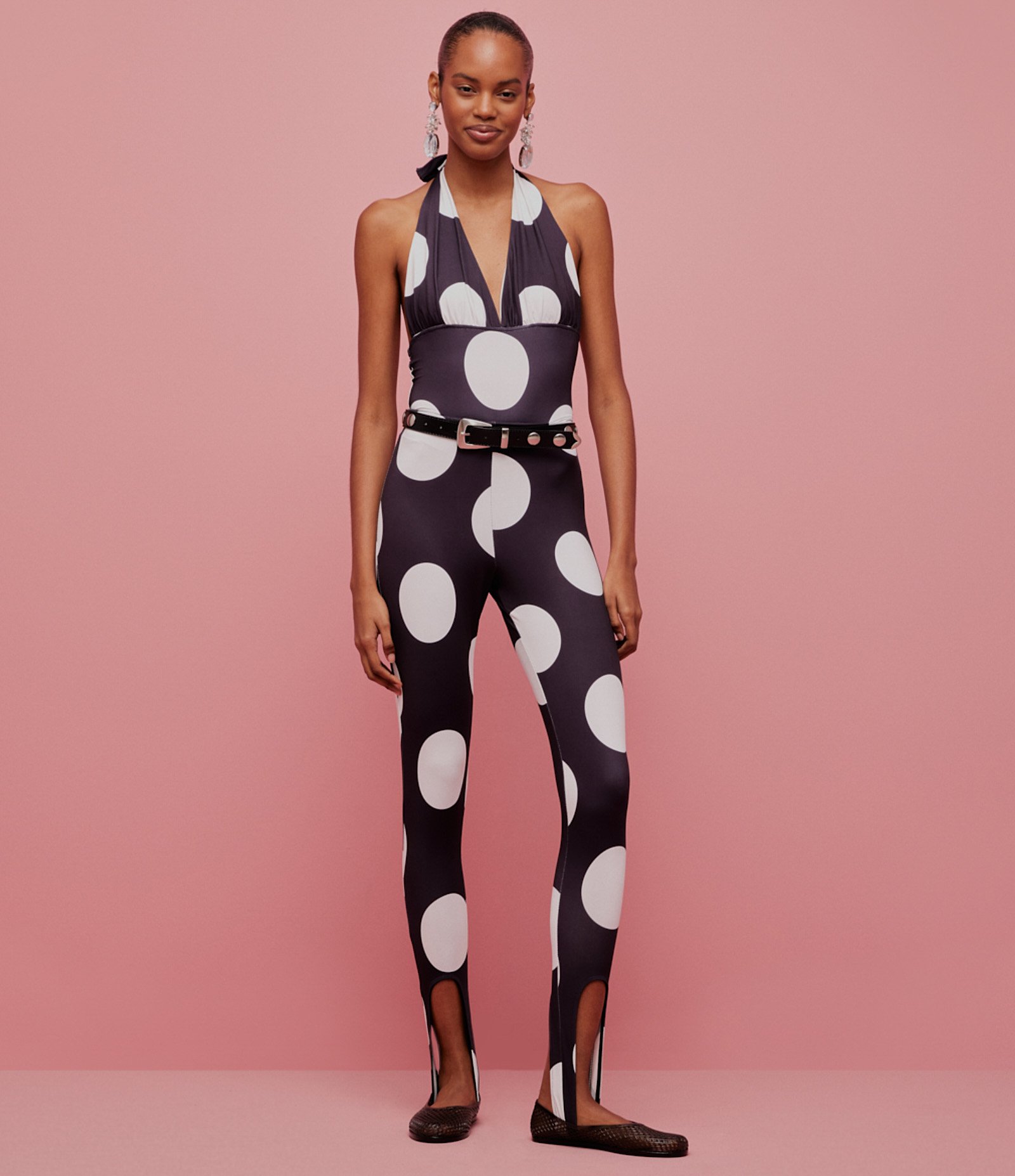 Blusa Frente Única em Malha Gelada com Poá Graúdo Preto 3